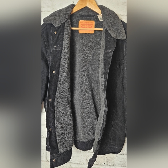 Levi's Mens Black Sherpa Trucker Jacket - Picture 5 of 8